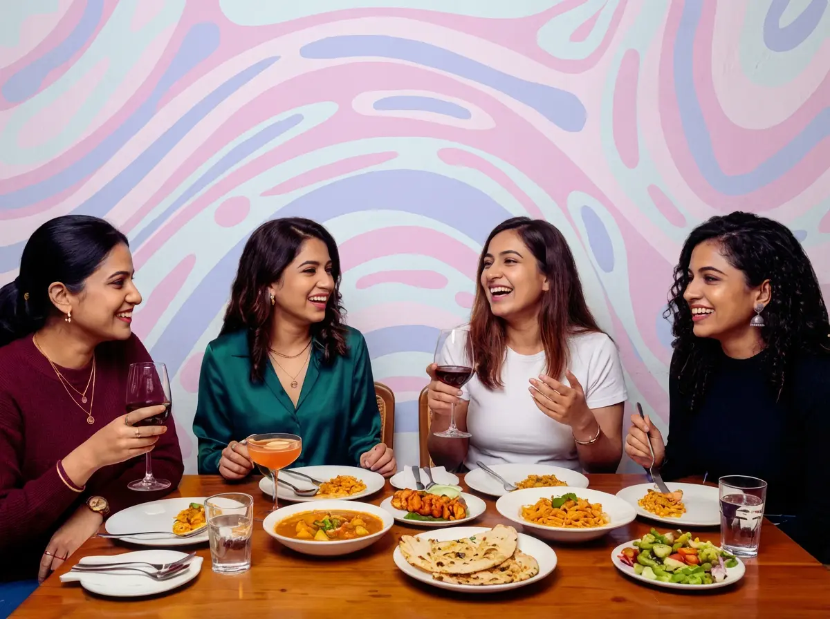Women enjoying dinner together
