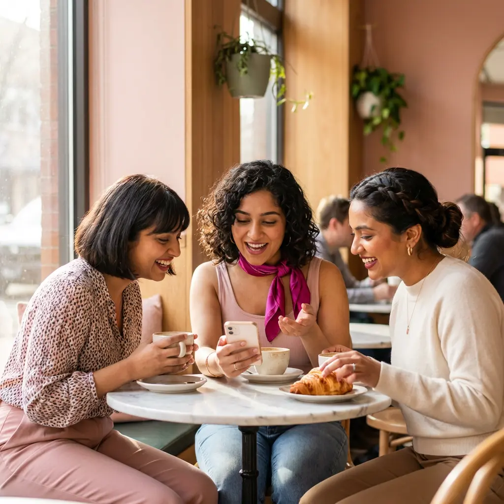 Women enjoying coffee together at a café